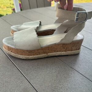 Marc Fisher Cream Wedge Sandals